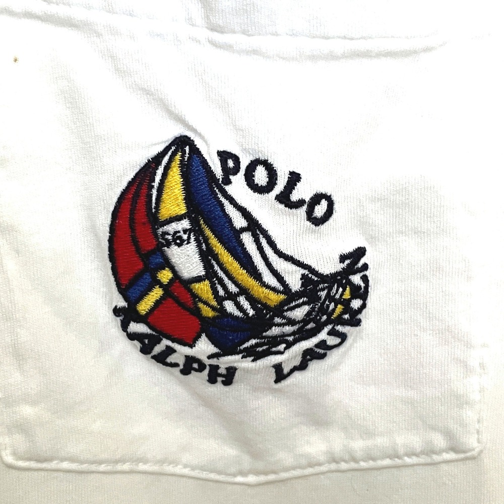 Polo Ralph Lauren Mens XXL White Sailboat Crest CP-93 Regatta Pocket Polo Shirt